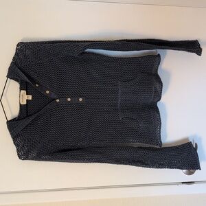 Abercrombie Dusty Blue Crochet Hoodie